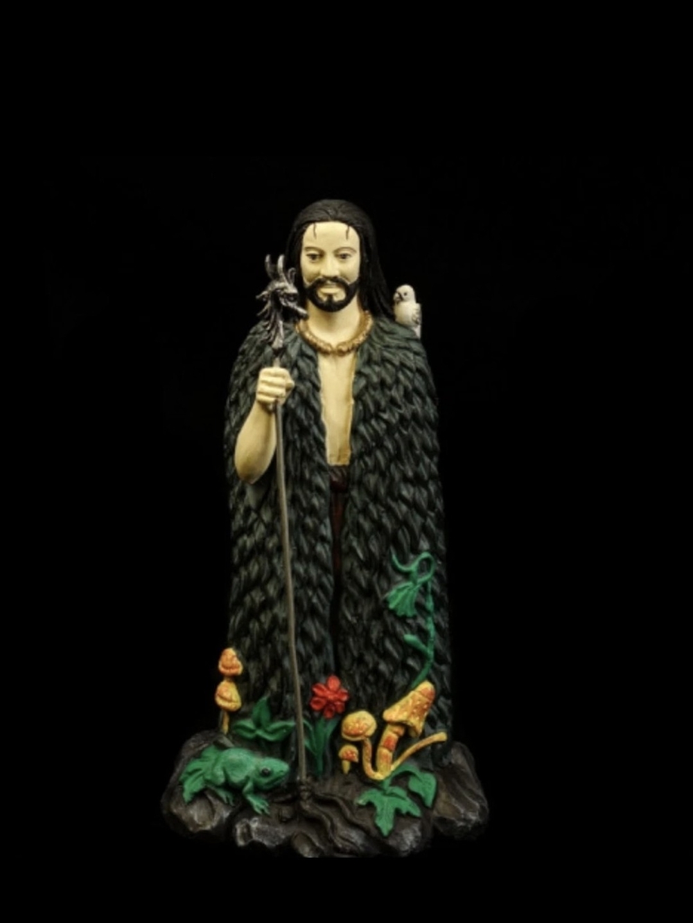 Forest Guardian Statue - Green and Cream Home Art Figurine